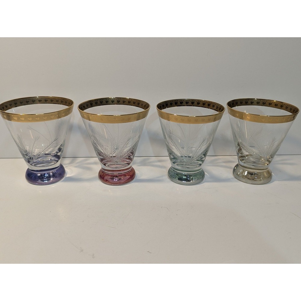 Bombay‎ wheat etched glasses 1998 24kt rim